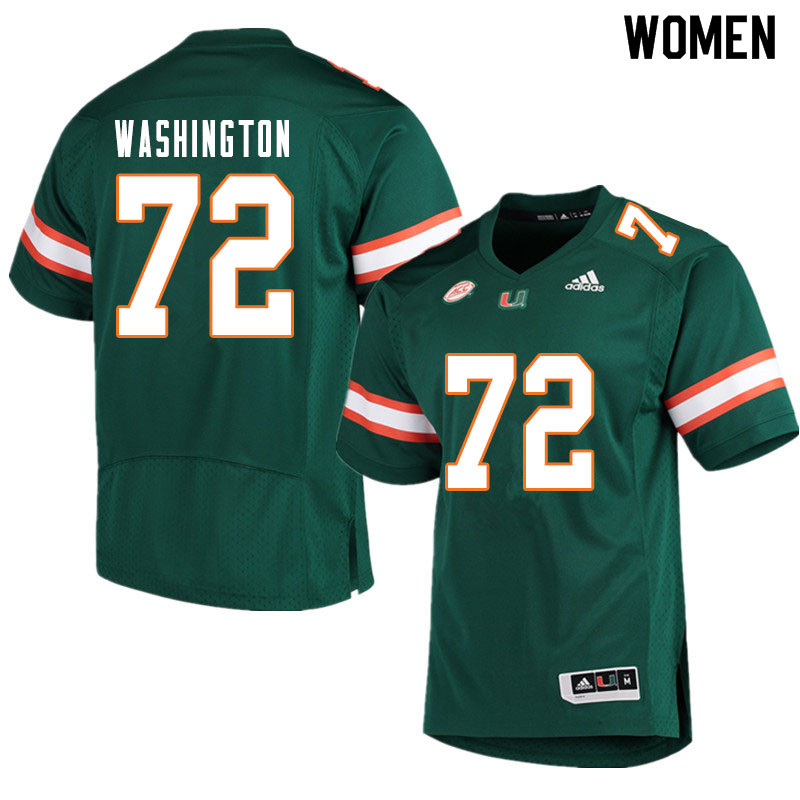 Women #72 Chris Washington Miami Hurricanes College Football Jerseys Sale-Green